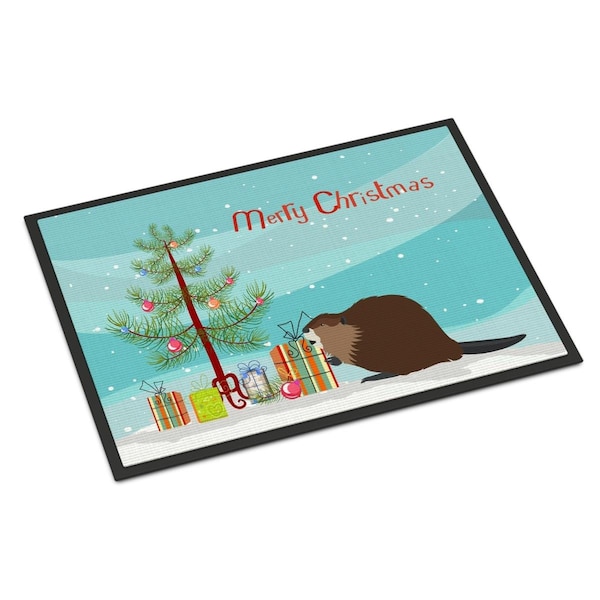 Carolines Treasures Eurasian Beaver Christmas Indoor or Outdoor Mat - 18 x 27 in. - BB9240MAT