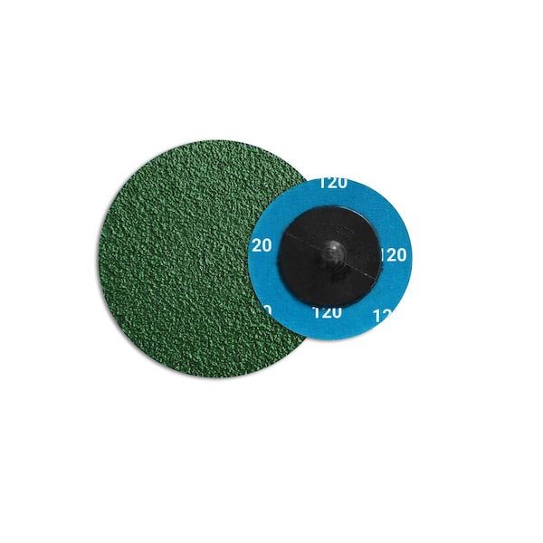 Continental Abrasives 3" 120 Grit Green Zirconia with Grinding Aid  Cloth Reinforced Quick Change Style Disc - Q-ZG3120
