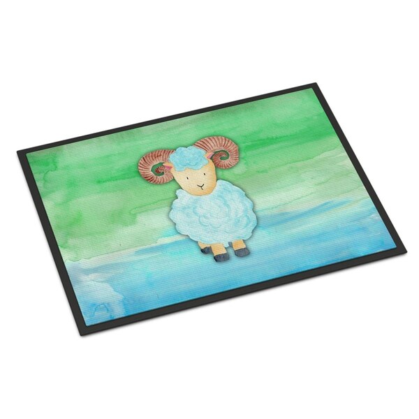 Carolines Treasures 24 x 36 in. Ram Sheep Watercolor Indoor or Outdoor Mat - BB7418JMAT