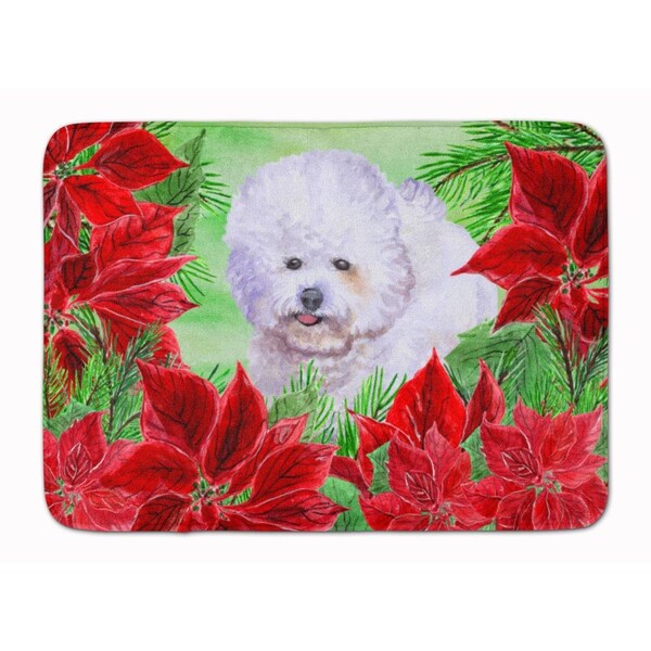 Carolines Treasures Bichon Frise Poinsettas Machine Washable Memory Foam Mat - CK1297RUG
