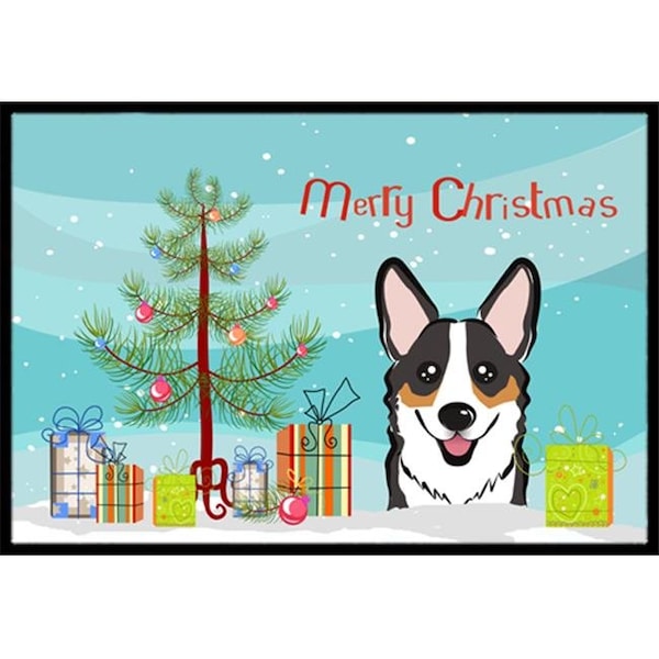 Carolines Treasures Carolines Treasures BB1627MAT Christmas Tree & Tricolor Corgi Indoor or Outdoor Mat; 18 x 27 - BB1627MAT