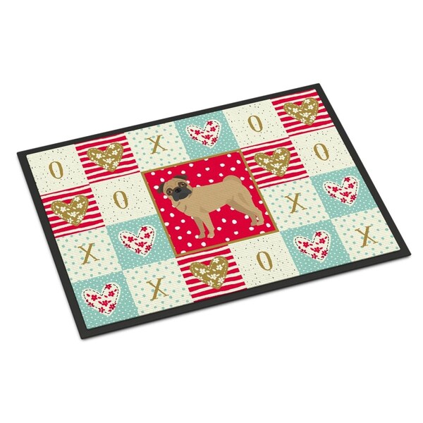 Carolines Treasures 18 x 27 in. Pug Love Indoor or Outdoor Mat - CK5886MAT
