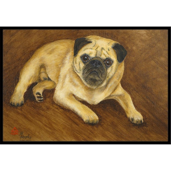Carolines Treasures Fawn Pug Roscoe Indoor and Outdoor Mat- 18 x 27 in. - MH1062MAT