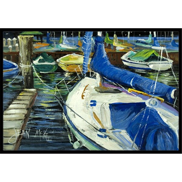 Carolines Treasures Night On The Docks Sailboat Indoor and Outdoor Mat- 18 x 27 in. - JMK1031MAT