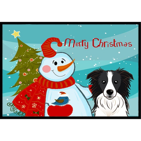 Carolines Treasures Snowman With Border Collie Indoor and Outdoor Mat- 24 x 36 in. - BB1861JMAT