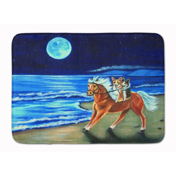 Carolines Treasures Corgi Beach Ride on Horse Machine Washable Memory Foam Mat - 7318RUG