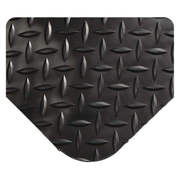 Wearwell Antifatigue Mat, 20 ft. L x 5 ft. W, 9/16" Thickness, Diamond Plate, Black - 415.916X5X20BK