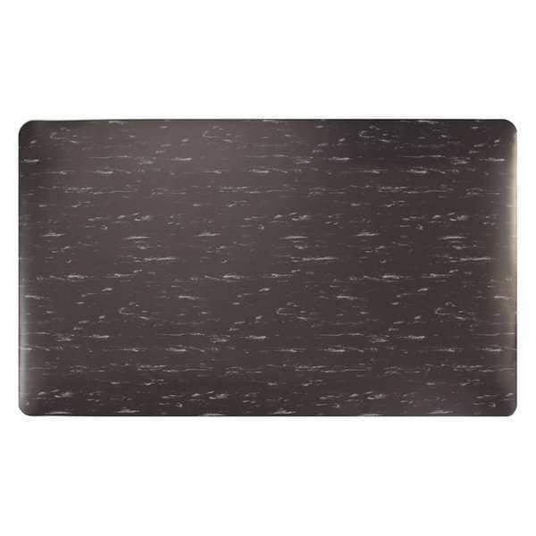 Apache Mills Antifatigue Mat, 3 ft. L x 2 ft. W, 1/2" Thickness, Marble, Black/White - 3906409082X3
