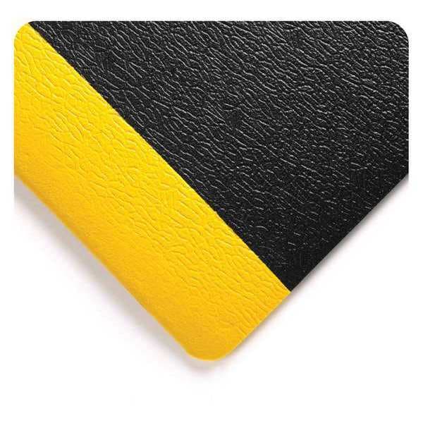 Wearwell Antifatigue Mat, 3 ft. L x 3 ft. W, 3/8" Thickness, Pebble, Black/Yellow - 427.38X3X3BYL
