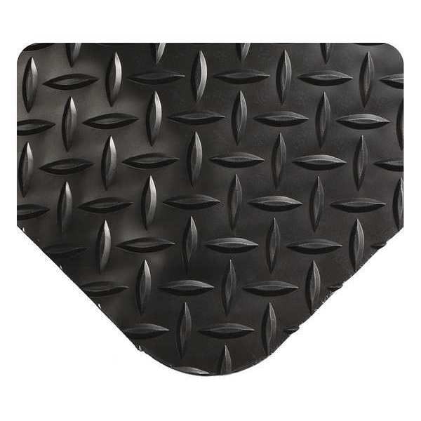 Wearwell Antifatigue Mat, 7 ft. L x 5 ft. W, 15/16" Thickness, Diamond Plate, Black - 414.1516X5X7BK