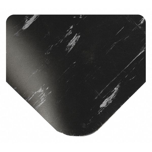 Wearwell Antifatigue Mat, 4 ft. L x 3 ft. W, 1/2" Thickness, Marble, Black - 420.12X3X4AMBK