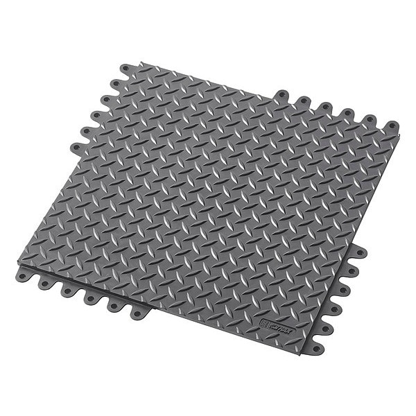 Notrax Interlocking Antifatigue Mat Tile, 3/4 in Thickness, 18 in L, 8 PK - 572SC018BL