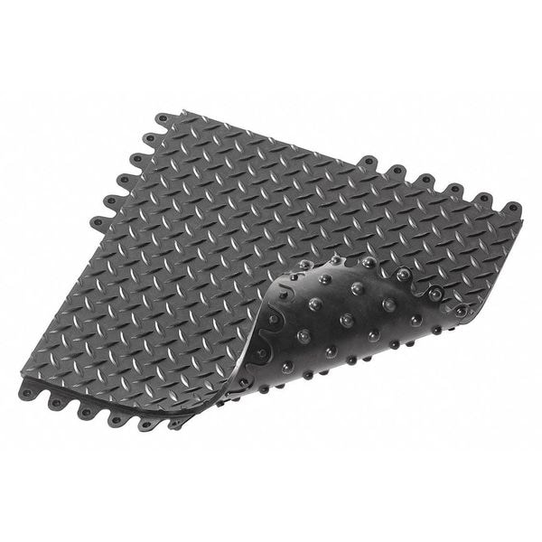 Notrax Interlocking Antifatigue Mat Tile, 3/4 in Thickness, 18 in L, 8 PK - 572SC018BL