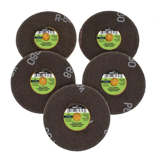 Forney Quick Change Sanding Disc, 80 Grit, 3 in 5-pack of Forney 71748 - 71604