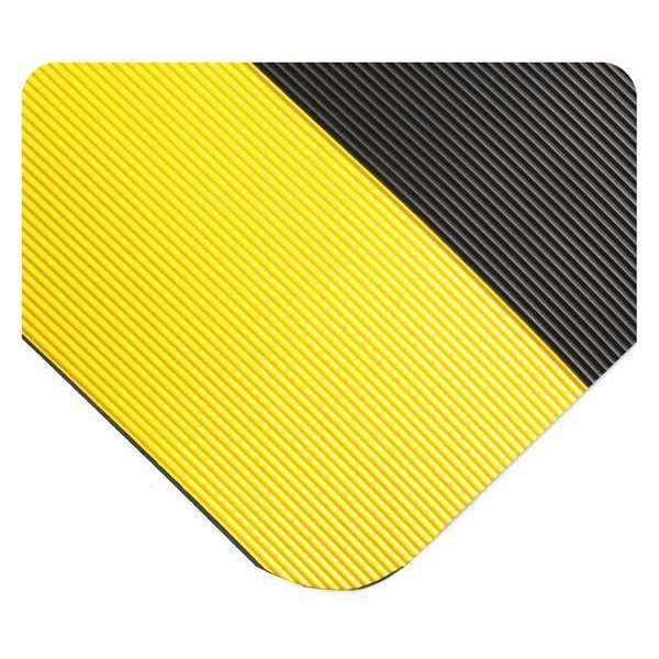 Wearwell Antifatigue Mat, 39 ft. L x 2 ft. W, 7/8" Thickness, Corrugated, Black/Yellow - 431.78X2X39BYL