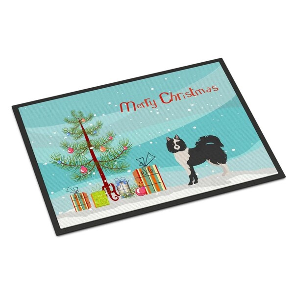 Carolines Treasures 18 x 27 in. Black & White Elo dog Christmas Tree Indoor or Outdoor Mat - CK3452MAT