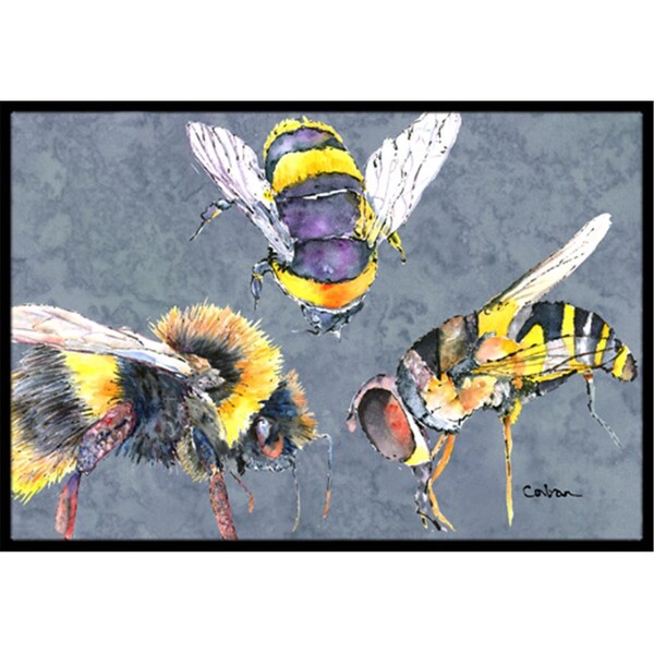 Carolines Treasures Bee Bees Times Three Indoor Or Outdoor Doormat - 18 x 27 in. - 8879MAT