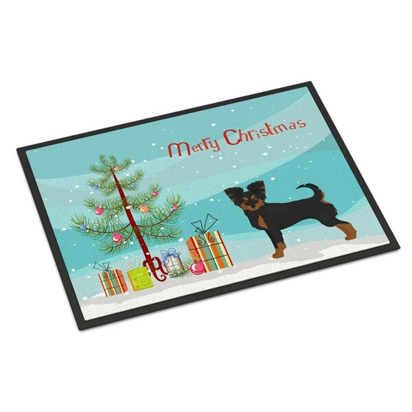 Carolines Treasures 24 x 36 in. Black & Tan Chion Christmas Tree Indoor or Outdoor Mat - CK3813JMAT
