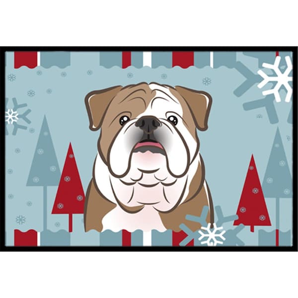 Carolines Treasures Winter Holiday English Bulldog Indoor and Outdoor Mat- 24 x 36 in. - BB1715JMAT