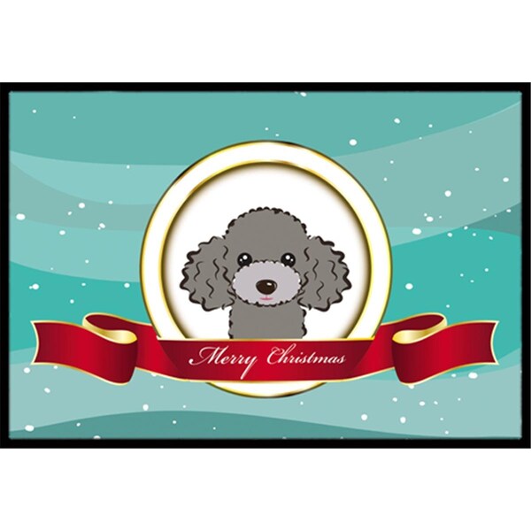 Carolines Treasures Silver Gray Poodle Merry Christmas Indoor and Outdoor Mat- 18 x 27 in. - BB1569MAT