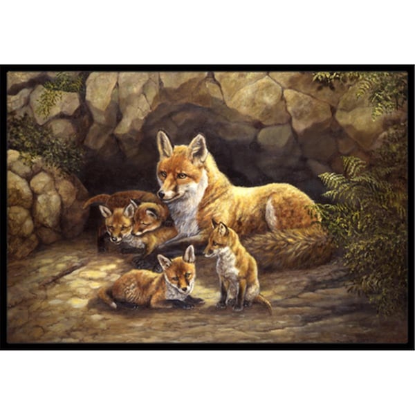 Carolines Treasures Fox Family Foxes by the Den Indoor or Outdoor Mat- 24 x 36 - BDBA0169JMAT