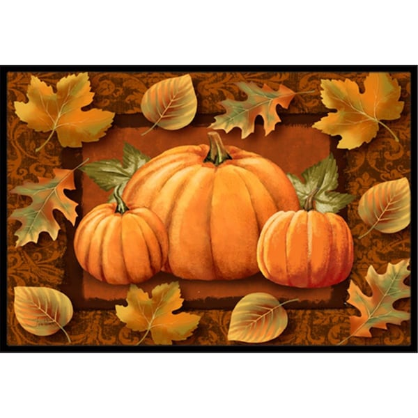 Jensendistributionservices Pumpkins And Fall Leaves Indoor & Outdoor Mat, 18 x 27 in. - MI2556462