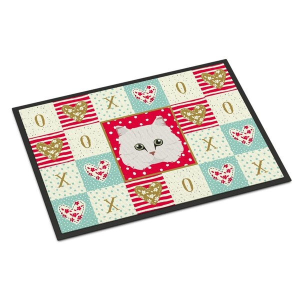 Carolines Treasures 18 x 27 in. Chinchilla Persian Longhair Cat Love Indoor or Outdoor Mat - CK5103MAT