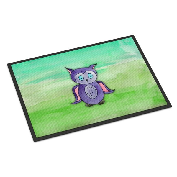 Carolines Treasures 24 x 36 in. Purple Owl Watercolor Indoor or Outdoor Mat - BB7429JMAT
