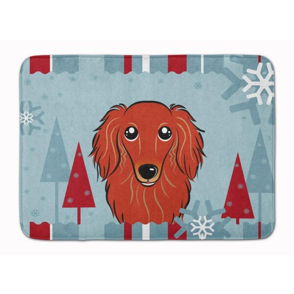 Carolines Treasures Winter Holiday Longhair Red Dachshund Machine Washable Memory Foam Mat - BB1710RUG