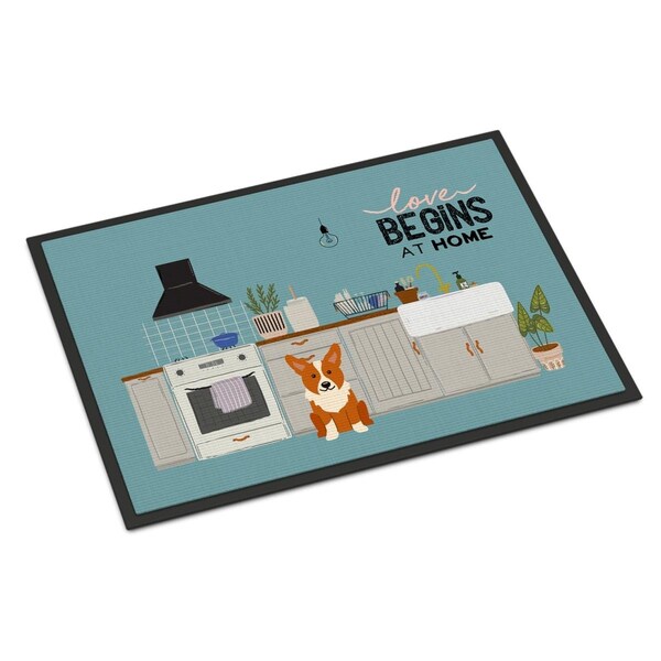 Carolines Treasures 24 x 36 in. Corgi Kitchen Scene Indoor or Outdoor Mat - CK7804JMAT