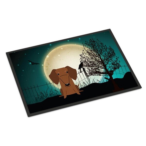 Micasa Halloween Scary Dachshund Red Brown Indoor or Outdoor Mat, 24 x 0.25 x 36 in. - MI54430