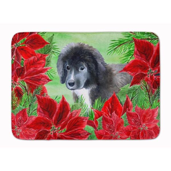 Carolines Treasures Newfoundland Puppy Poinsettas Machine Washable Memory Foam Mat - CK1347RUG