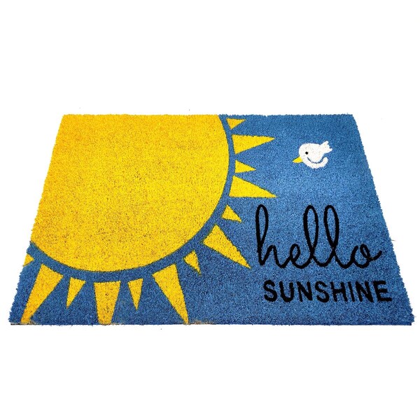 First Concept First Concept 18 in. W X 30 in. L Multi-Color Hello Sunshine Coir Door Mat - FC-72020