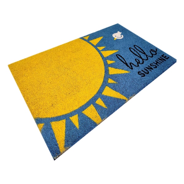 First Concept First Concept 18 in. W X 30 in. L Multi-Color Hello Sunshine Coir Door Mat - FC-72020