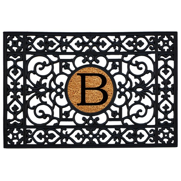 Calloway Mills Monogram Insert Door Mat, Black, Natural, 24 in W x 36 in L - 160012436B
