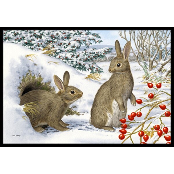 Jensendistributionservices Winter Rabbits Indoor or Outdoor Mat, 24 x 36 - MI2557114