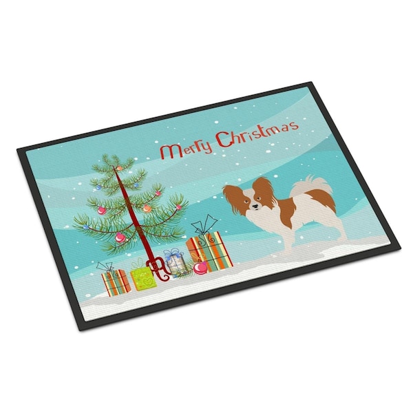 Carolines Treasures Papillon Christmas Indoor or Outdoor Mat - 18 x 27 in. - BB8472MAT