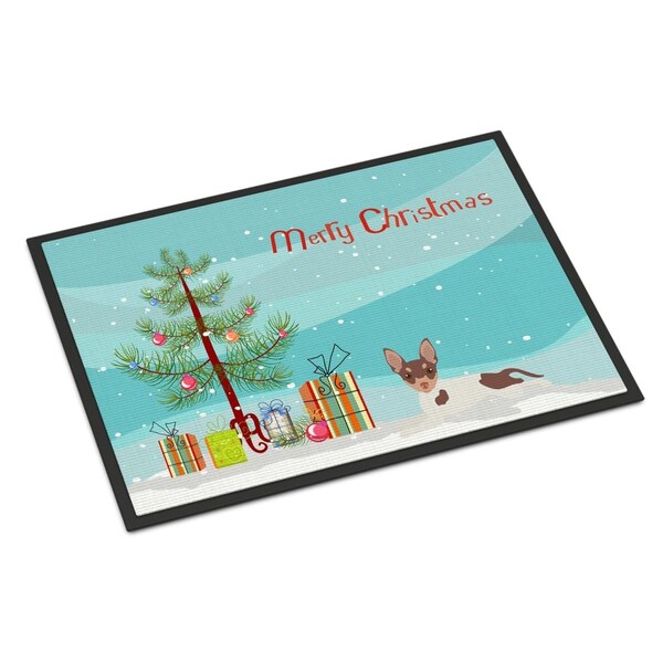 Carolines Treasures 24 x 36 in. Toy Fox Terrier Christmas Tree Indoor or Outdoor Mat - CK3511JMAT