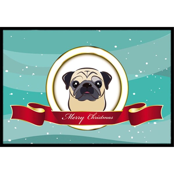 Carolines Treasures Fawn Pug Merry Christmas Indoor and Outdoor Mat- 18 x 27 in. - BB1572MAT