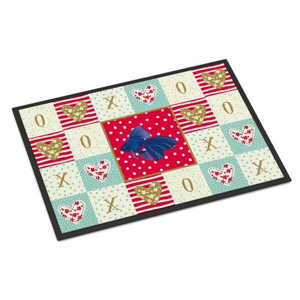 Carolines Treasures 24 x 36 in. Veiltail Goldfish Love Indoor or Outdoor Mat - CK5481JMAT