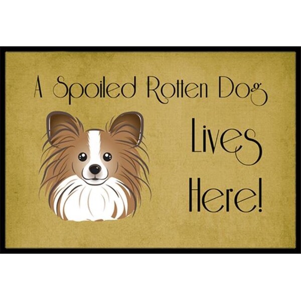 Carolines Treasures Carolines Treasures BB1496MAT Papillon Spoiled Dog Lives Here Indoor & Outdoor Mat; 18 x 27 in. - BB1496MAT