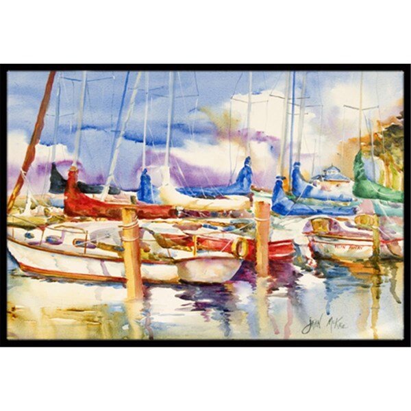 Carolines Treasures End Stall Sailboats Indoor and Outdoor Mat- 24 x 36 in. - JMK1049JMAT