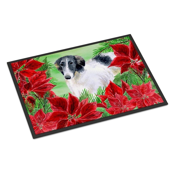 Carolines Treasures Borzoi Poinsettas Indoor or Outdoor Mat, 24 x 36 in. - CK1320JMAT