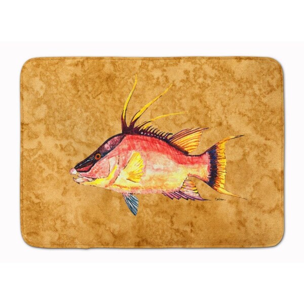 Carolines Treasures Hog Snapper on Gold Machine Washable Memory Foam Mat - 8751RUG