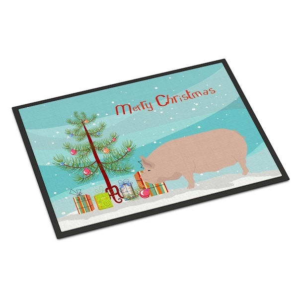 Carolines Treasures Welsh Pig Christmas Indoor or Outdoor Mat, 18 x 27 in. - BB9304MAT