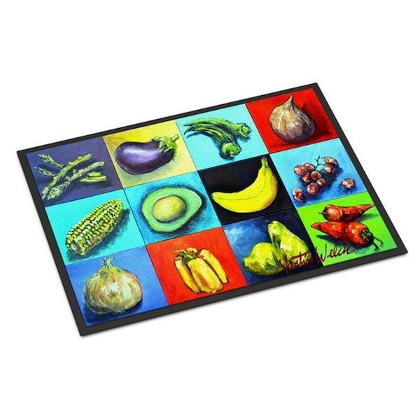 Carolines Treasures Mixed Fruits and Vegetables Indoor or Outdoor Mat, 18 x 27 in. - MW1227MAT