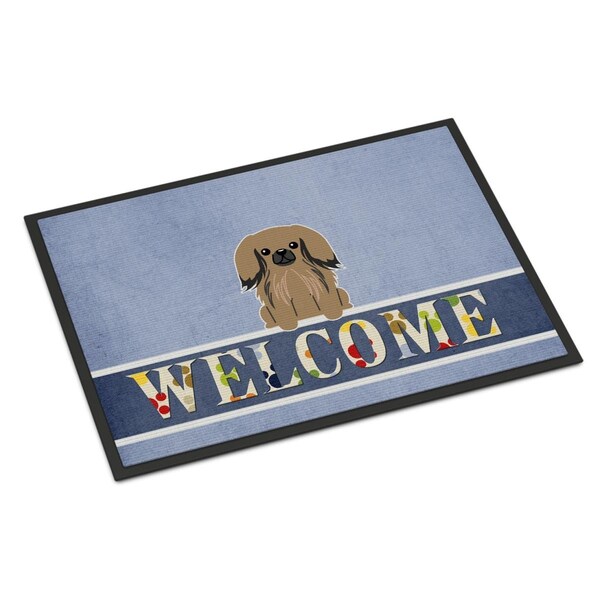 Carolines Treasures 18 x 27 in. Pekingnese Tan Welcome Indoor or Outdoor Mat - BB5683MAT
