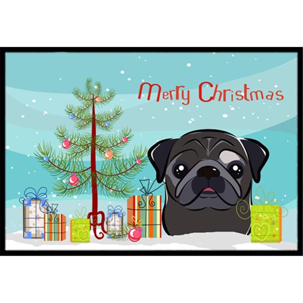 Carolines Treasures Christmas Tree and Black Pug Indoor or Outdoor Mat- 18 x 27 - BB1635MAT