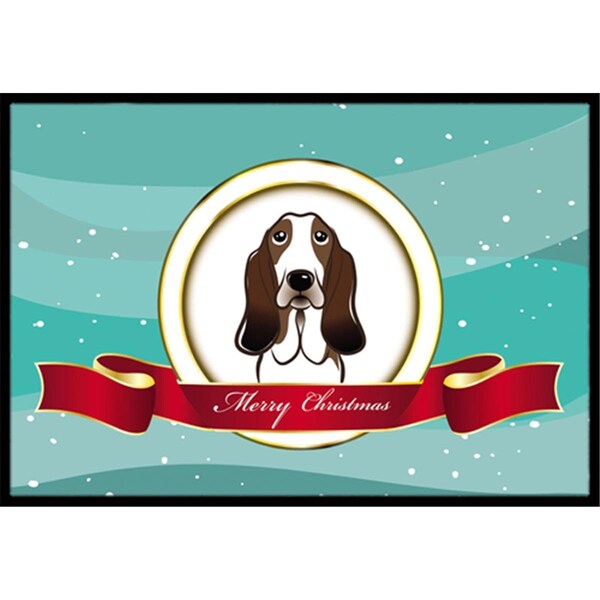 Carolines Treasures Basset Hound Merry Christmas Indoor and Outdoor Mat- 24 x 36 in. - BB1553JMAT