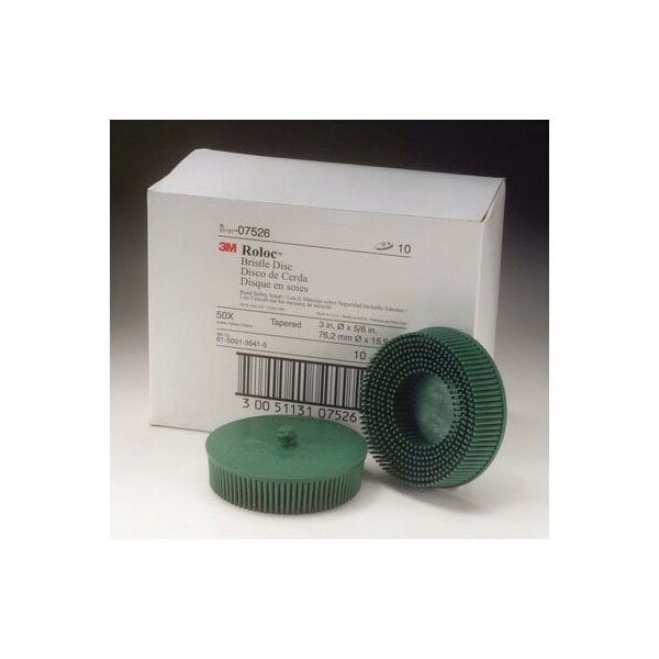 3M Scotch-Brite Roloc Bristle Disc 07526, 3 inx5/8 Tapered CRS, 10PK - 7100138321